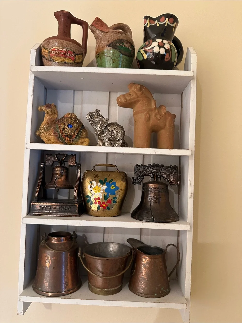 Vintage Trinket shelf Display with miniatures